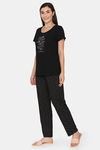 Rosaline Spatial Speckle Knit Cotton Pyjama Set - Black Beauty — thumbnail 2
